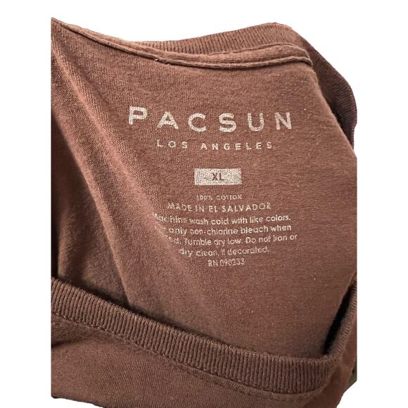 PacSun Level Up Tropics Tshirt Mens Size XL Brown Light Shines in Dark Places - Picture 3 of 3